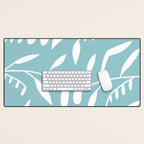 Botanical leaf- skyblue Desk Mat Gallery Image 1
