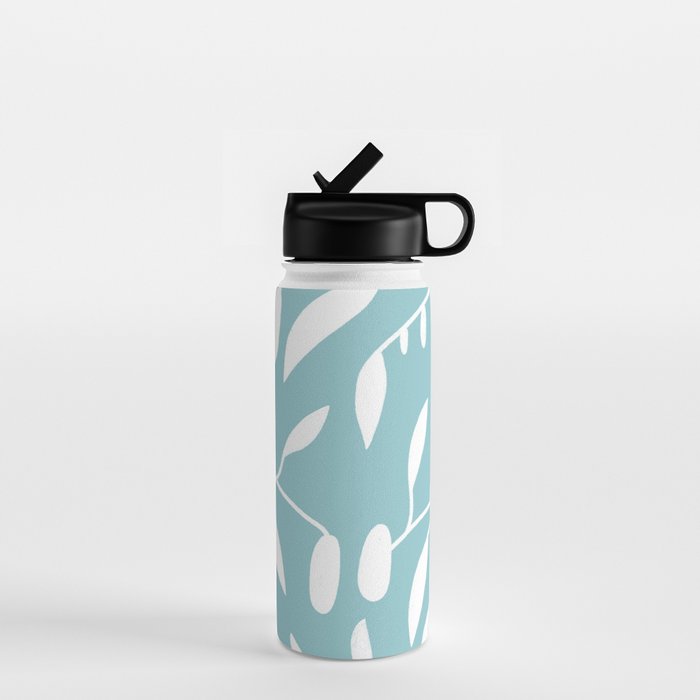 Botanical leaf- skyblue Water Bottle Gallery Image 1