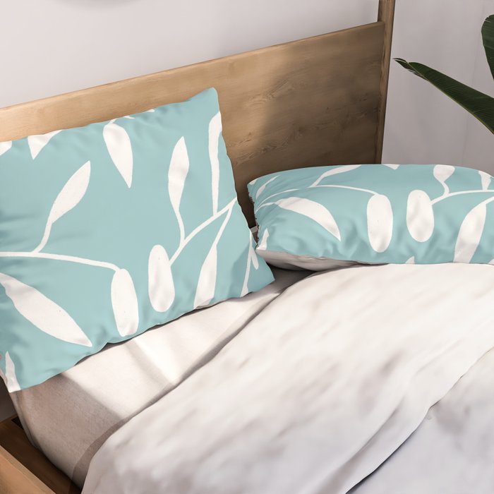 Botanical leaf- skyblue Pillow Sham Gallery Image 2