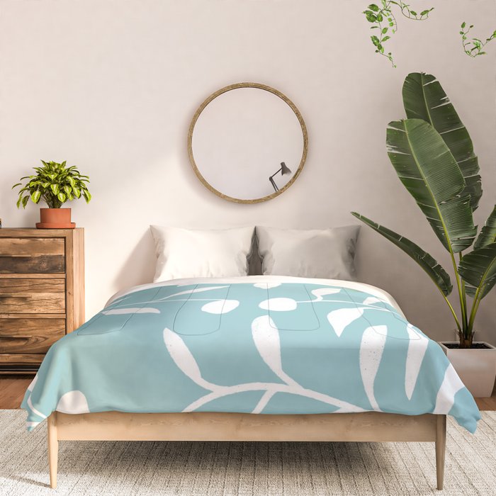 Botanical leaf- skyblue Comforter Gallery Image 3