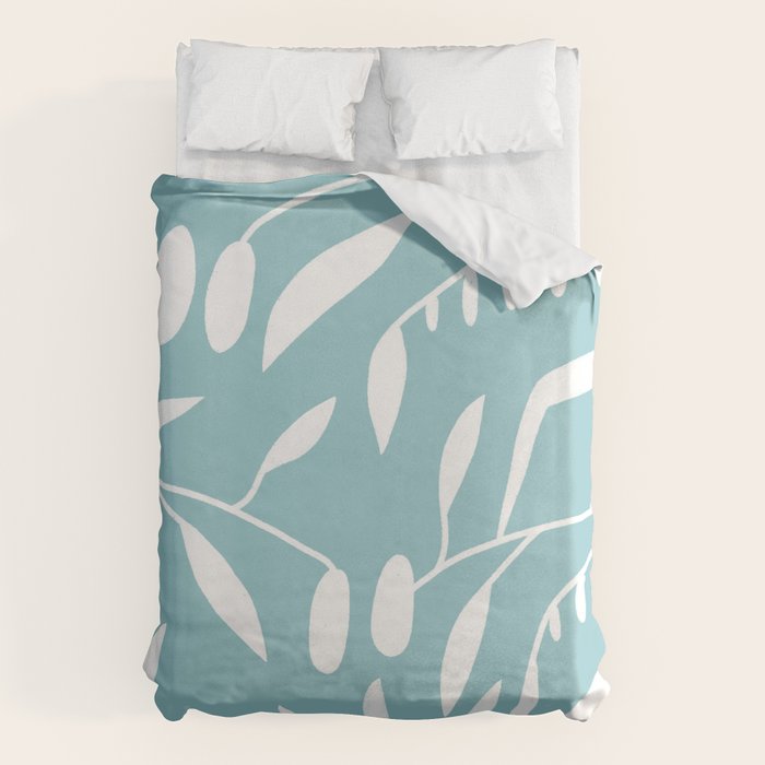 Botanical leaf- skyblue Duvet Cover Gallery Image 6