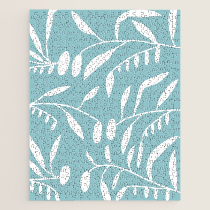 Botanical leaf- skyblue Jigsaw Puzzle Gallery Image 1