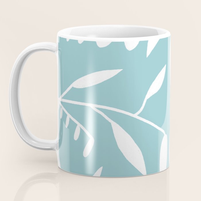 Botanical leaf- skyblue Coffee Mug Gallery Image 3