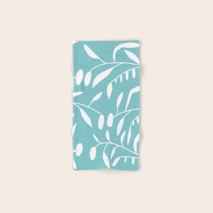 Botanical leaf- skyblue Bath Towel Gallery Image 1