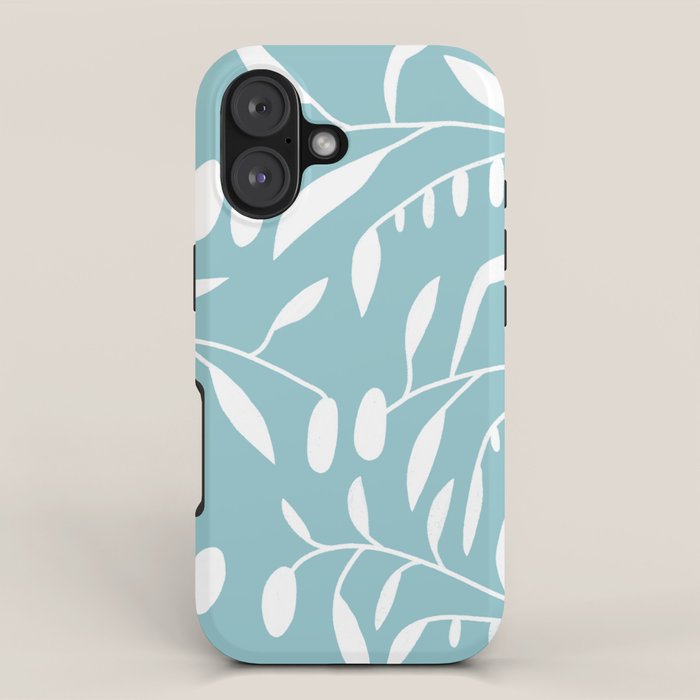 Botanical leaf- skyblue iPhone Case Gallery Image 1
