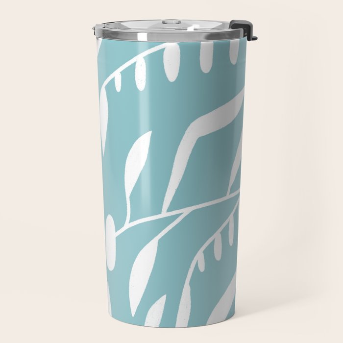 Botanical leaf- skyblue Travel Mug Gallery Image 2