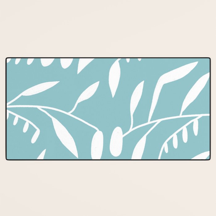 Botanical leaf- skyblue Desk Mat Gallery Image 3