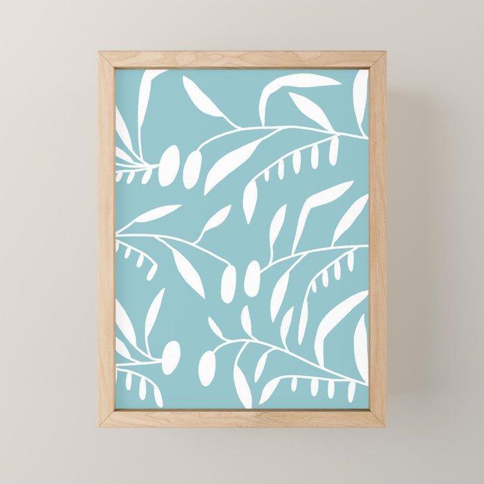 Botanical leaf- skyblue Mini Art Print Gallery Image 1