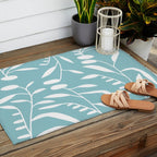 Botanical leaf- skyblue Outdoor Rug Gallery Image 2