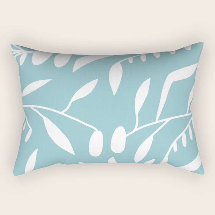 Botanical leaf- skyblue Rectangular Pillow Gallery Image 2