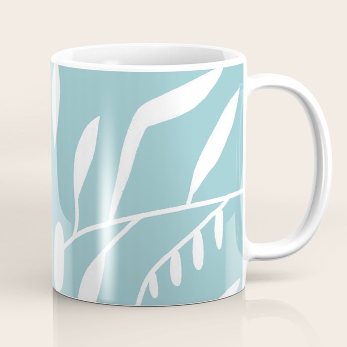 Botanical leaf- skyblue Coffee Mug Gallery Image 1