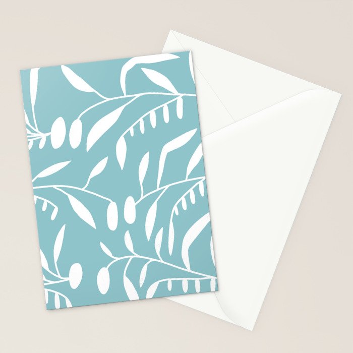 Botanical leaf- skyblue Stationery Card Gallery Image 2