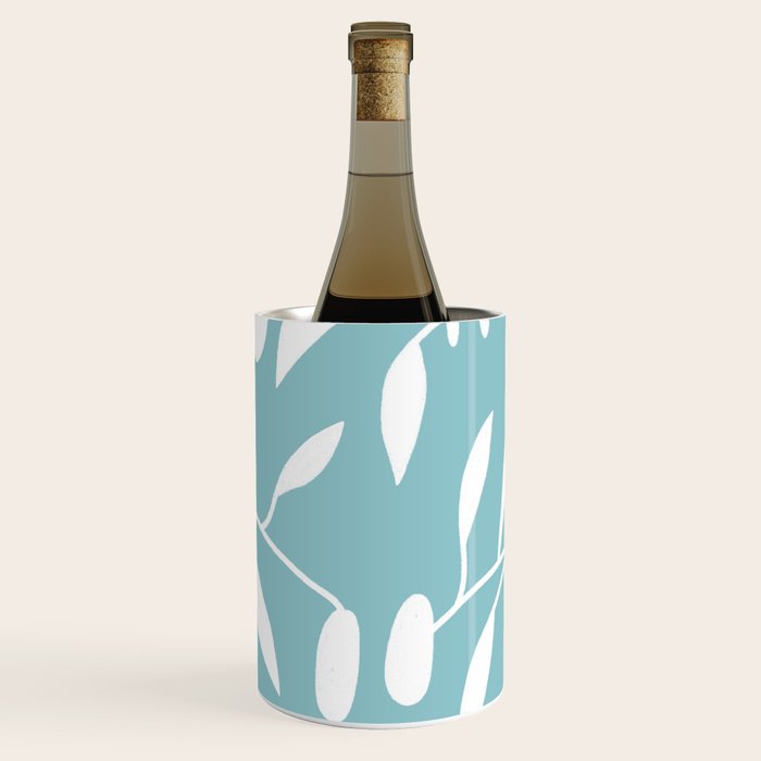 Botanical leaf- skyblue Wine Chiller Gallery Image 1