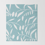 Botanical leaf- skyblue Throw Blanket Gallery Image 2