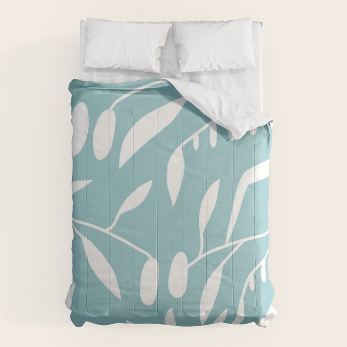 Botanical leaf- skyblue Comforter Gallery Image 6