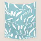Botanical leaf- skyblue Wall Tapestry Gallery Image 4