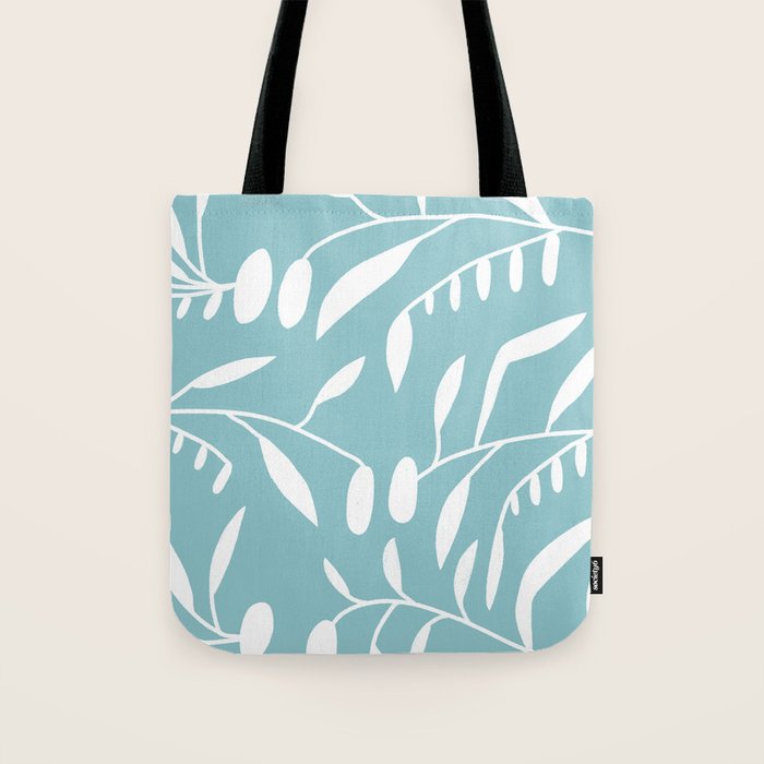 Botanical leaf- skyblue Tote Bag Gallery Image 1