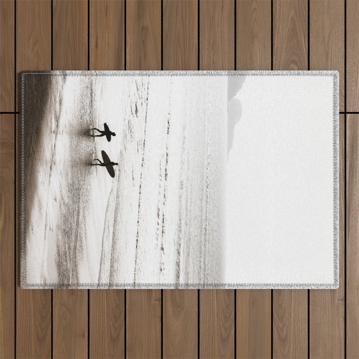 Surfer Black and White Outdoor Rug Gallery Image 1