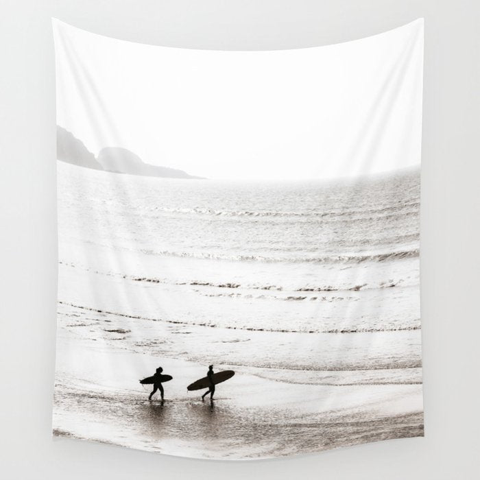 Surfer Black and White Wall Tapestry Gallery Image 4