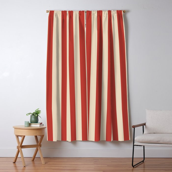 Vintage red stripes Window Curtain Gallery Image 1