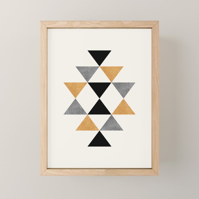 Aztec Graphic - Gold Gray Mini Art Print Gallery Image 1