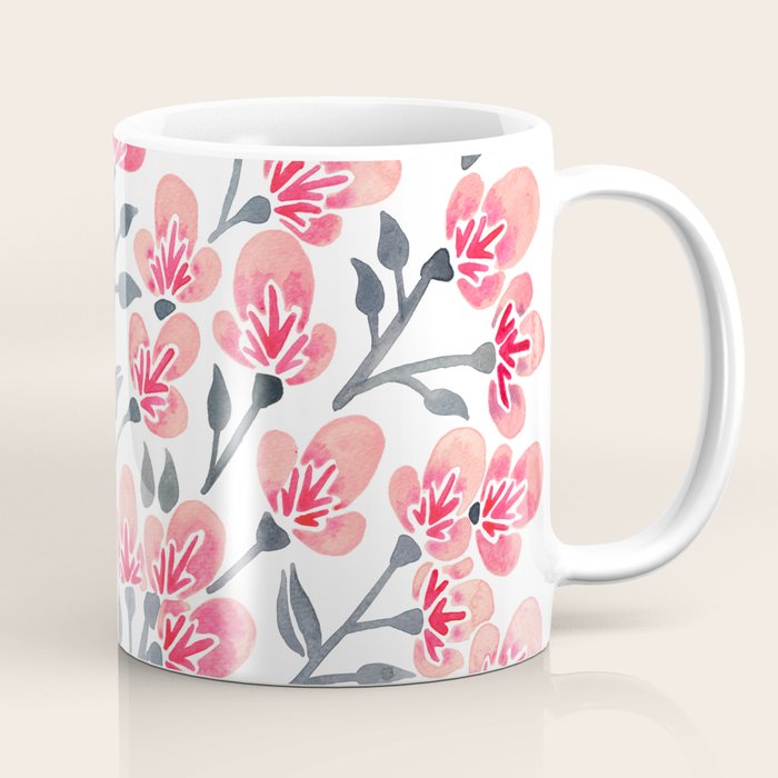 Cherry Blossoms - Pink & Black Palette Coffee Mug Gallery Image 1