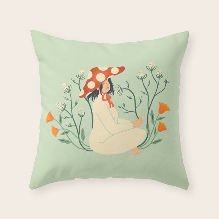 Mushroom Afternoon Throw Pillow Gallery Image 1