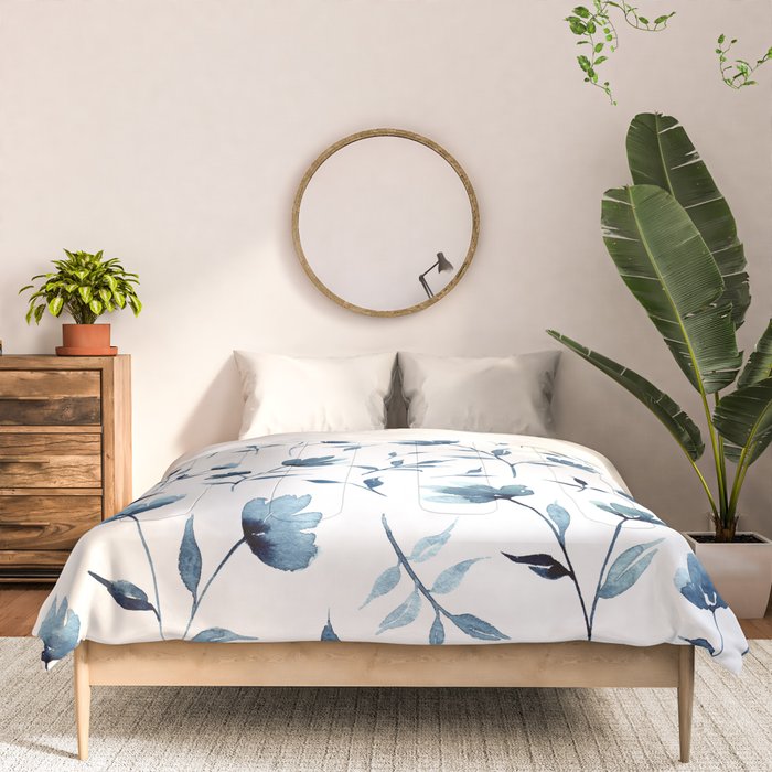 Blue flowers | Watercolor Pattern Comforter Gallery Image 3