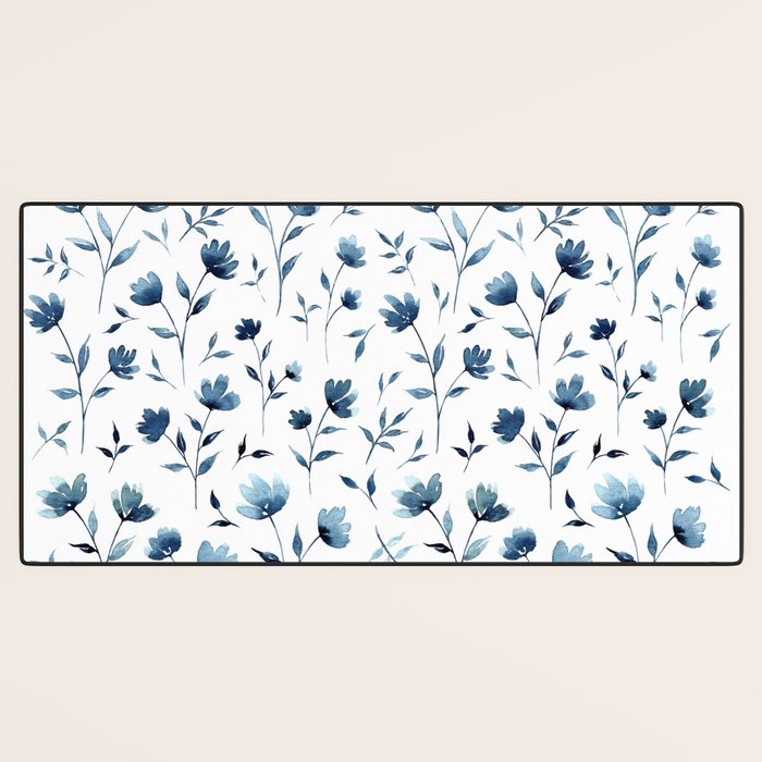 Blue flowers | Watercolor Pattern Desk Mat Gallery Image 3
