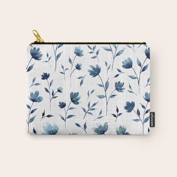 Blue flowers | Watercolor Pattern Carry All Pouch Gallery Image 1