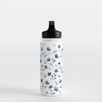 Blue flowers | Watercolor Pattern Water Bottle Gallery Image 3