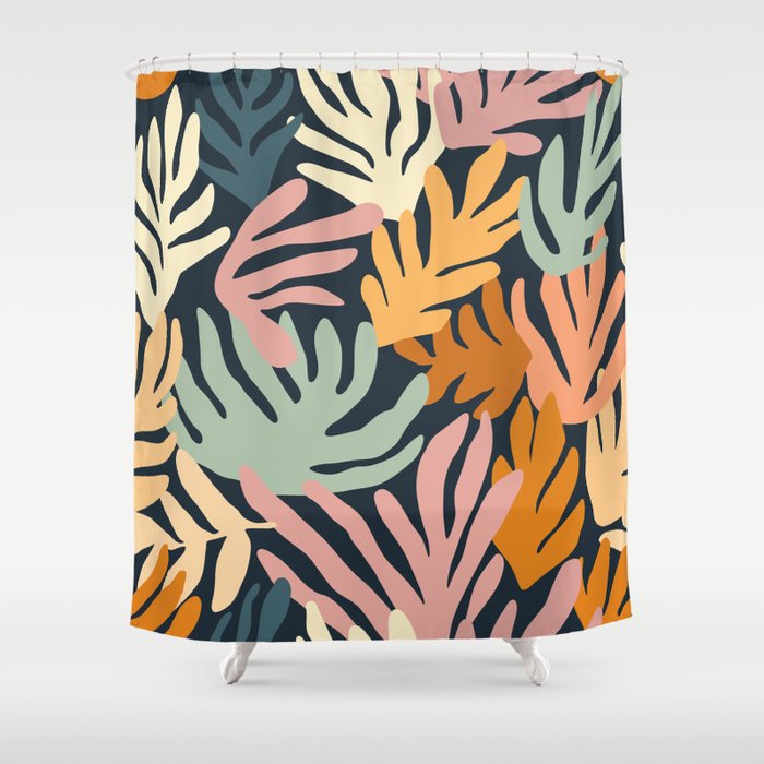 Abstract organic nature plant leaf art pattern Shower Curtain Gallery Image 1