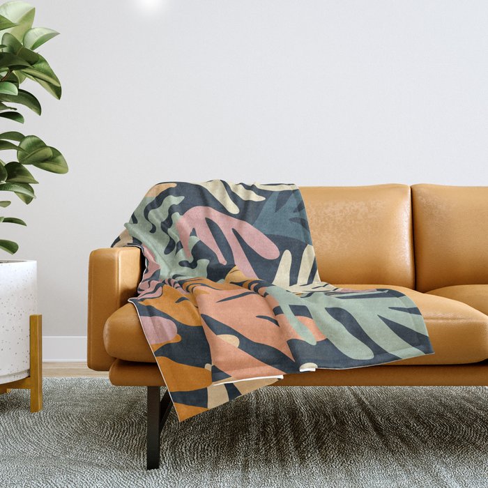 Abstract organic nature plant leaf art pattern Throw Blanket Gallery Image 1