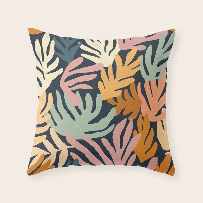 Abstract organic nature plant leaf art pattern Throw Pillow Gallery Image 1
