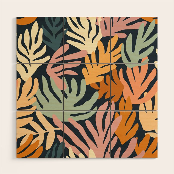 Abstract organic nature plant leaf art pattern Wood Wall Art Gallery Image 1