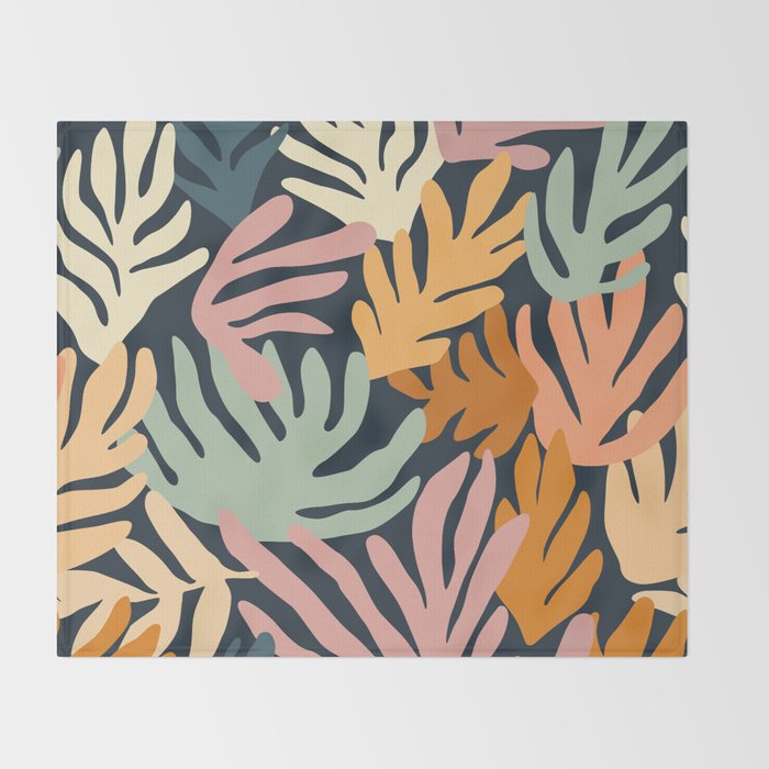 Abstract organic nature plant leaf art pattern Throw Blanket Gallery Image 2