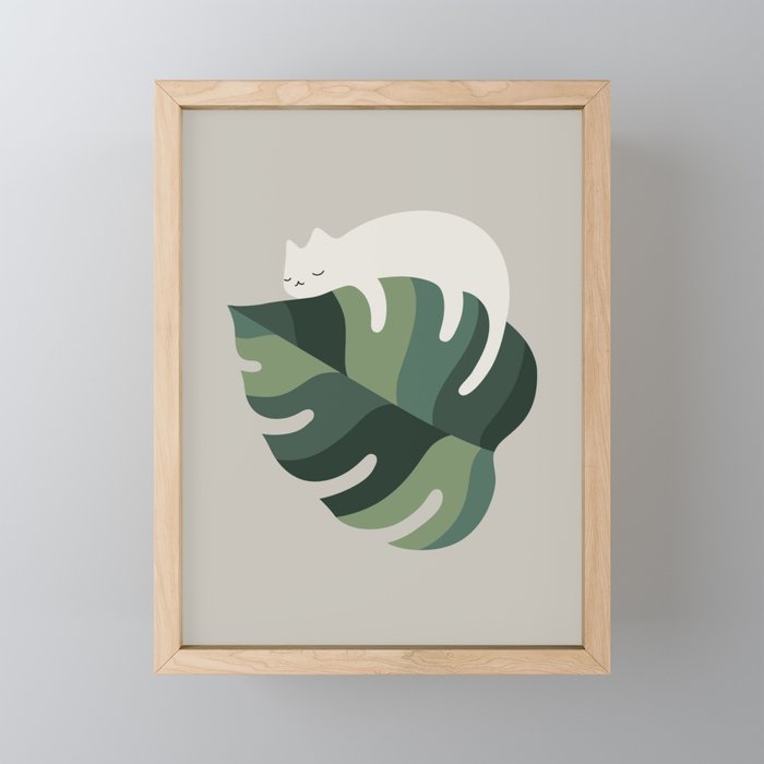 Cat and Plant 10 Mini Art Print Gallery Image 1
