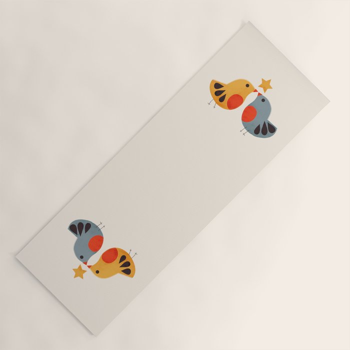 Festive Birds and Star Yoga Mat Gallery Image 1