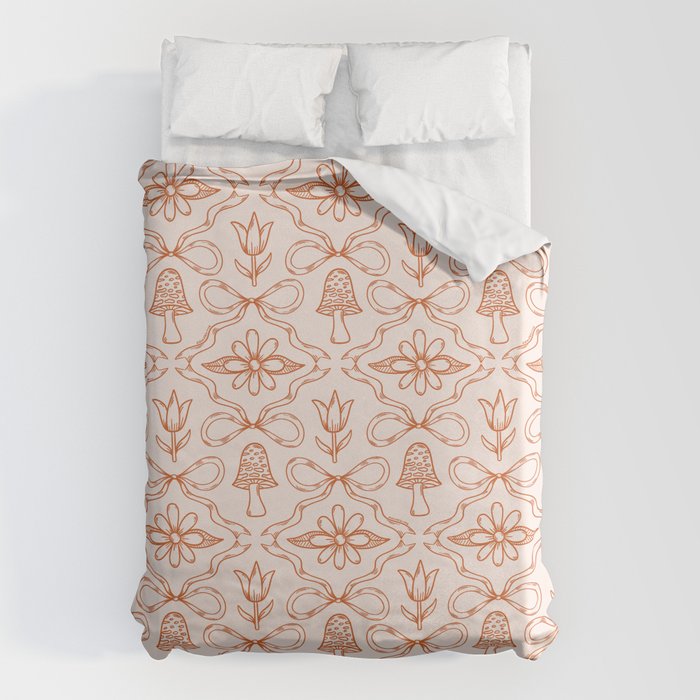 Spring Toile Print in Orange Duvet Cover Gallery Image 1