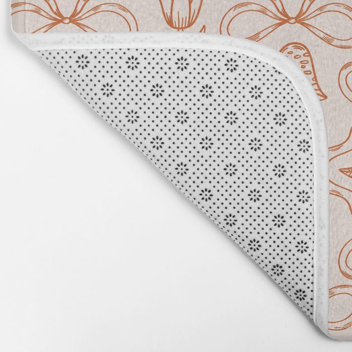 Spring Toile Print in Orange Bath Mat Gallery Image 2
