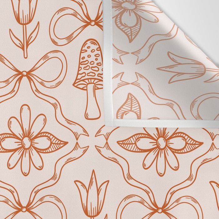 Spring Toile Print in Orange Wall Tapestry Gallery Image 3