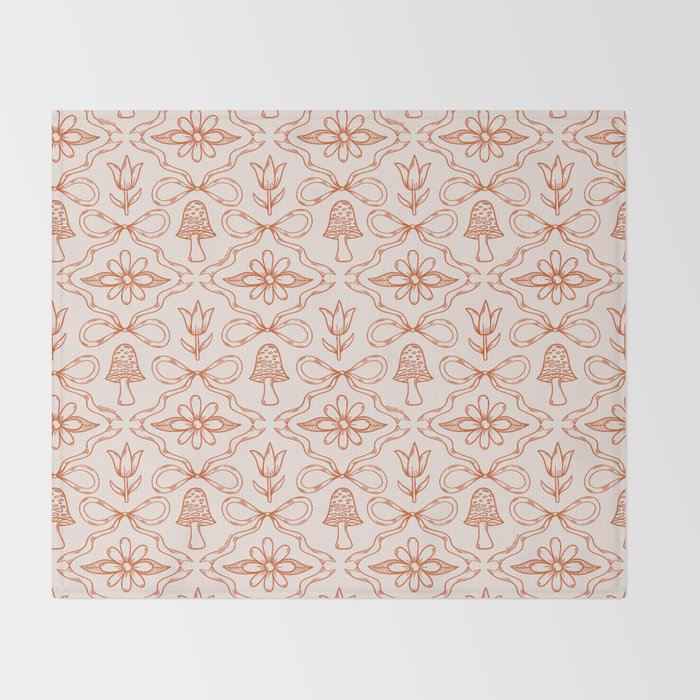 Spring Toile Print in Orange Throw Blanket Gallery Image 2