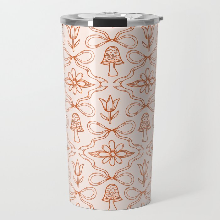 Spring Toile Print in Orange Travel Mug Gallery Image 1