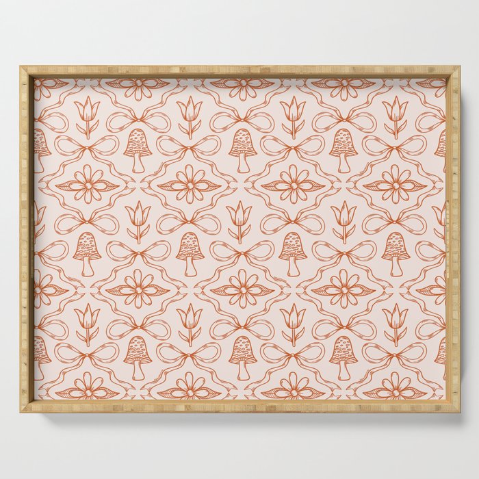 Spring Toile Print in Orange Serving Tray Gallery Image 1