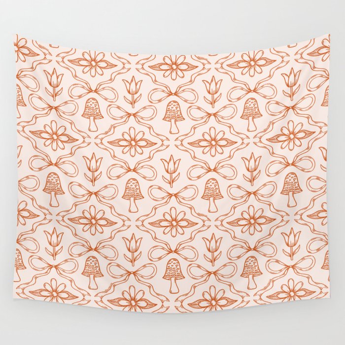 Spring Toile Print in Orange Wall Tapestry Gallery Image 4
