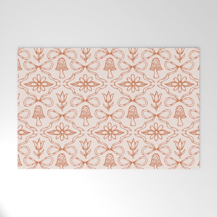 Spring Toile Print in Orange Welcome Mat Gallery Image 1
