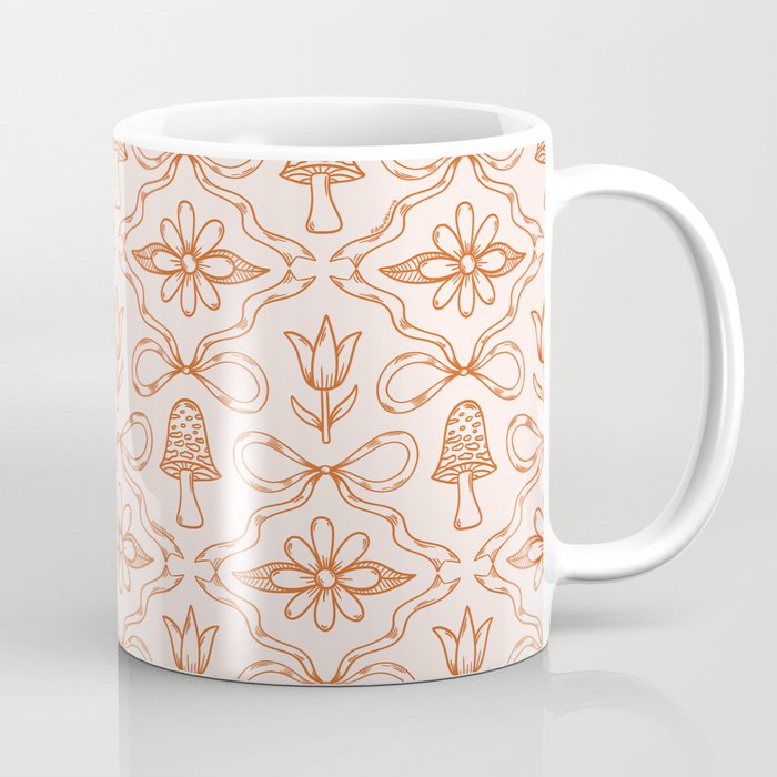 Spring Toile Print in Orange Coffee Mug Gallery Image 1