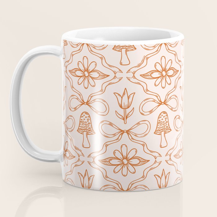 Spring Toile Print in Orange Coffee Mug Gallery Image 3