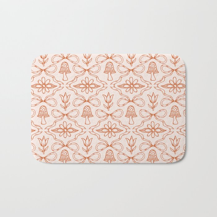 Spring Toile Print in Orange Bath Mat Gallery Image 1