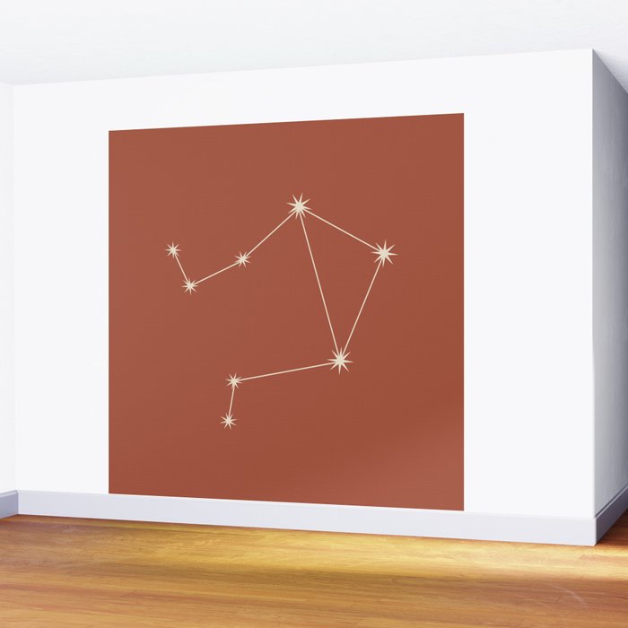 Libra Zodiac Star Constellation Line Art Terracotta Red Wall Mural Gallery Image 2